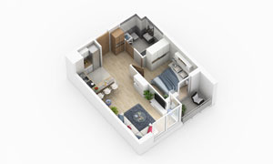rzut 3D mieszkania